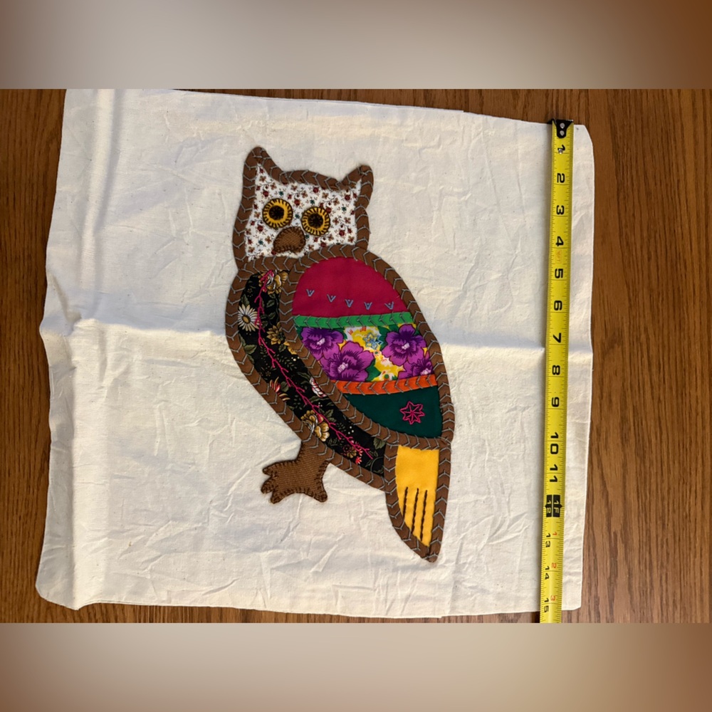Colorful Owl Appliqué Fabric Pillowcase